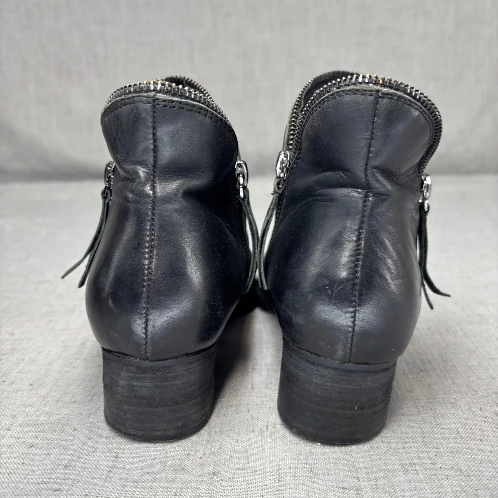 Jeffrey Campbell‎ Crockett Booties Black Leather Zipper Distressed Women's 7.5